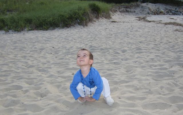 Baby Yoga on Cape Cod Beach