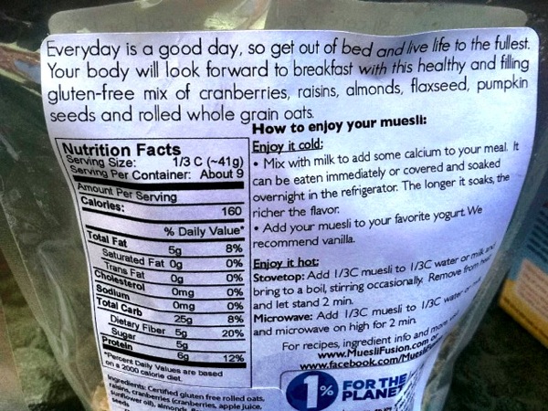 Calories Muesli Fusion